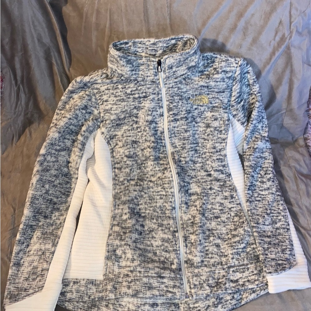 The North Face Heather Gray and Cream Zip-Up